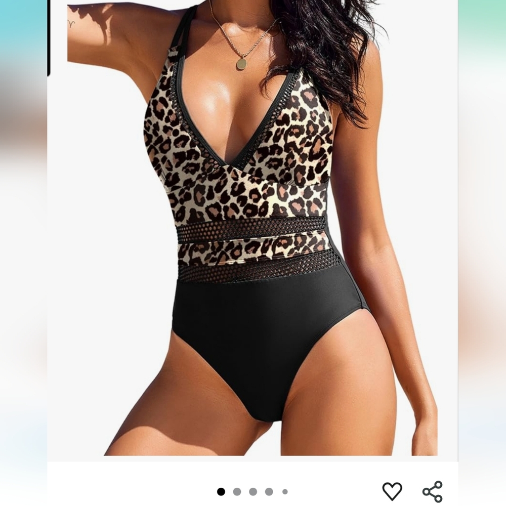 Leopard Print One Piece Swimsuit